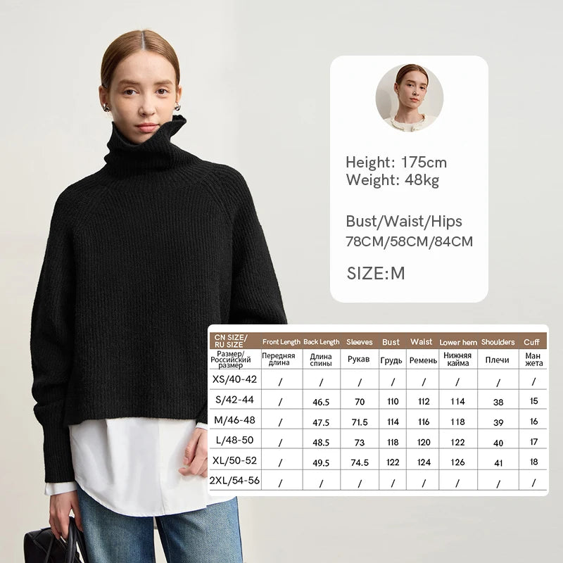 Amii Turtleneck Sweater For Woman Loose Versatile Warm Loose Sleeve Top 2025 Winter New Pullover Short Sweater Women 12554056