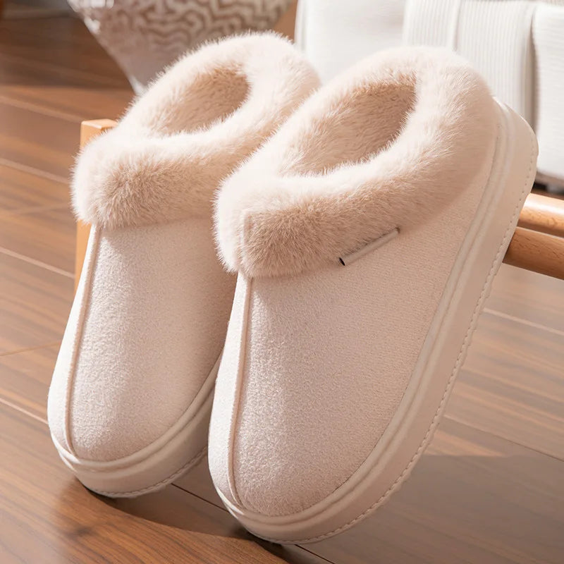 Couple Winter PU Warm Slippers - Anti-Slip Indoor Outdoor Snow Boots, Men Women Leisure Home Shoes