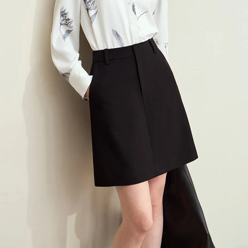 Amii Minimalism Half Skirt for Women 2024 Autumn New Old Money A-line Retro Basic Blazer Mini Trendy Elegant Lady Skirt 12413017