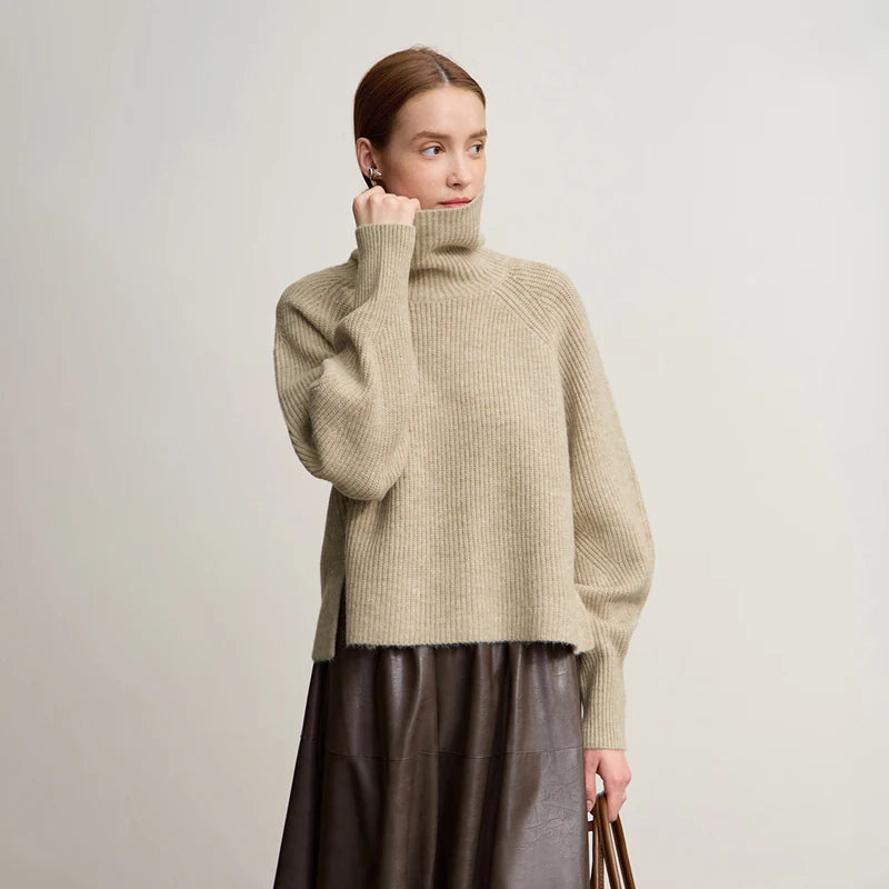 Amii Turtleneck Sweater For Woman Loose Versatile Warm Loose Sleeve Top 2025 Winter New Pullover Short Sweater Women 12554056