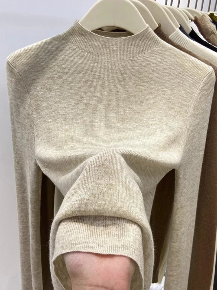 Autumn Winter Turtleneck Sweater Women 2025 Solid Slim Pullover Warm Casual Jumpers Korean Fashion Knitwear Base Layer Tops
