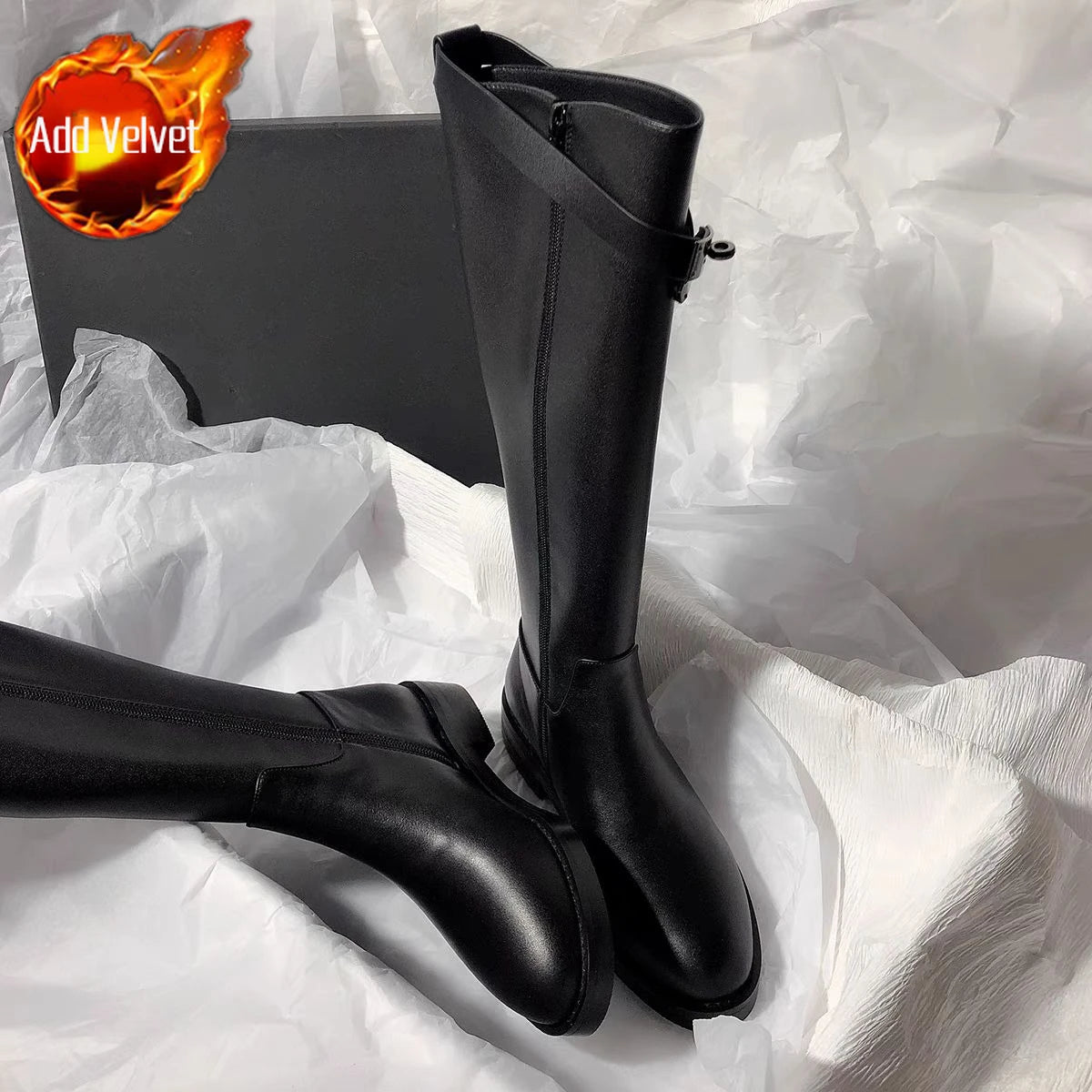 Autumn Winter Warm Black Ladies Knee High Shaft Shoes Cosplay 2025 New Demi-season Women's Long Boots Chic and Elegant Footwear