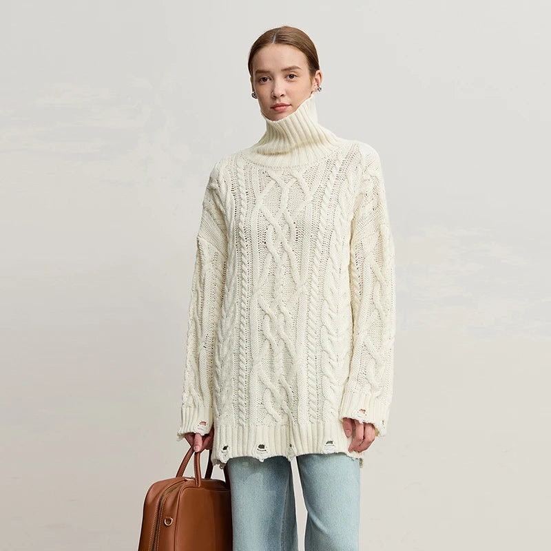 Amii Turtleneck Sweaters For Woman 2025 Winter New Warm Retro Long Sleeves Sweater Loose Pullover Knitting Women's Top 12544155