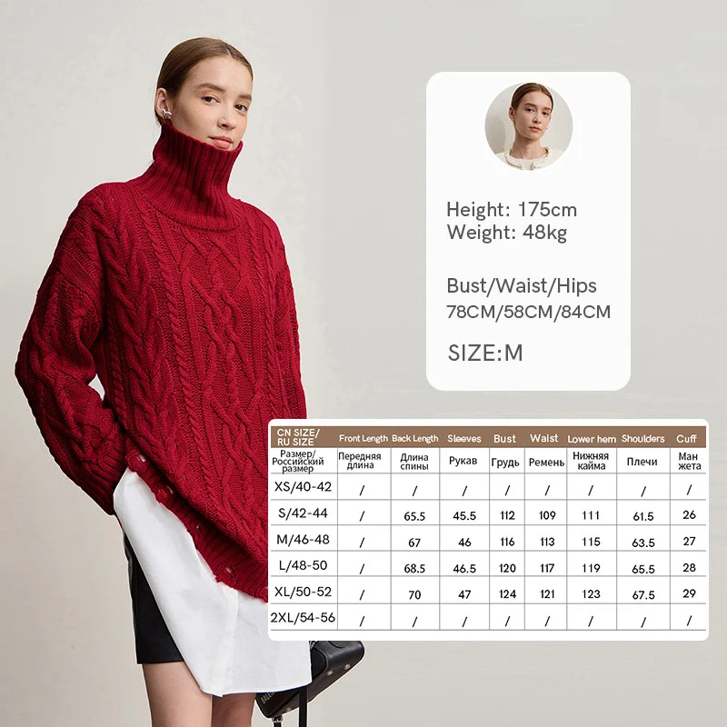 Amii Turtleneck Sweaters For Woman 2025 Winter New Warm Retro Long Sleeves Sweater Loose Pullover Knitting Women's Top 12544155
