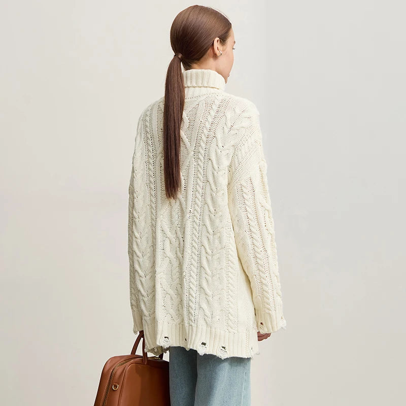 Amii Turtleneck Sweaters For Woman 2025 Winter New Warm Retro Long Sleeves Sweater Loose Pullover Knitting Women's Top 12544155