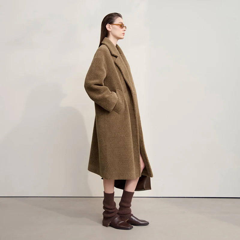 Amii Fur Coat 2025 Winter New Minimalist Double Breasted Women's Fur Coat Loose Warm Elegance Versatile Fur Jacket Long 12524034