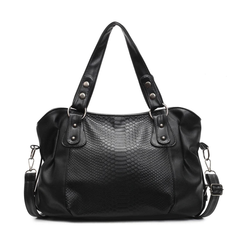 Alligator Large Capacity Black Shoulder Bags For Women Large Shopper Bag Soft Pu Leather Crossbody Handbag Lady Travel Tote Bag