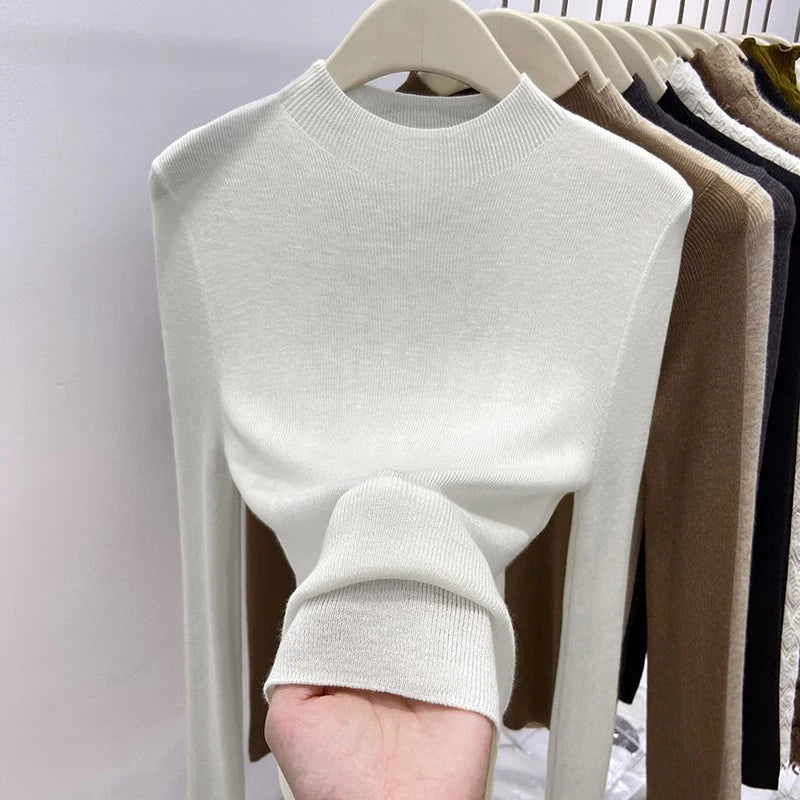 Autumn Winter Turtleneck Sweater Women 2025 Solid Slim Pullover Warm Casual Jumpers Korean Fashion Knitwear Base Layer Tops