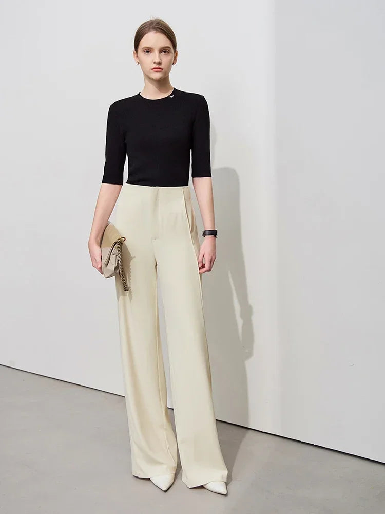 Amii Minimalist Commute Versatile Moisture Absorption Anti Penetration Wide Leg Pants 2025 Autumn New Casual Trousers 12511031