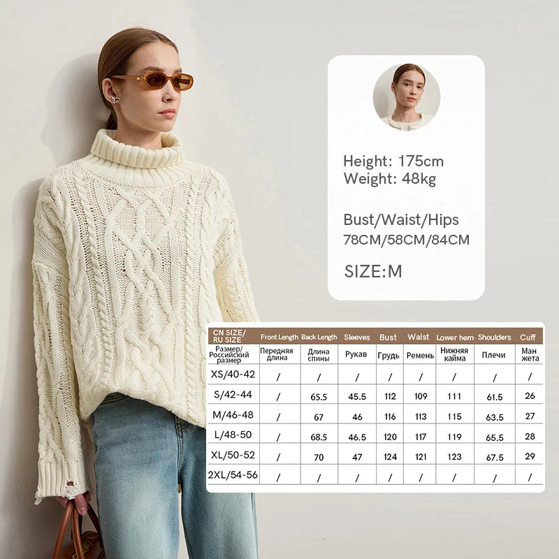 Amii Turtleneck Sweaters For Woman 2025 Winter New Warm Retro Long Sleeves Sweater Loose Pullover Knitting Women's Top 12544155