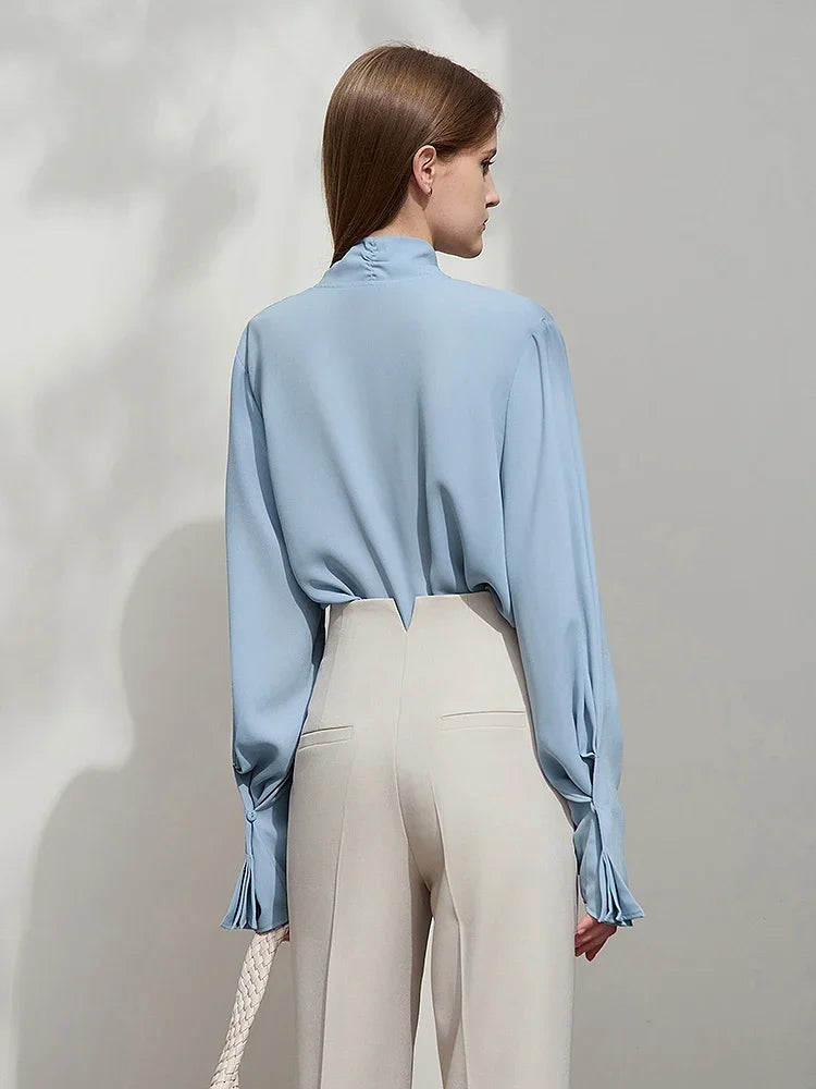 AMII Minimalist Women's Premium Chiffon Blouse 2025 Autumn New Elegant French Luxury Commuter Basic Loose Shirt Tops 12541048