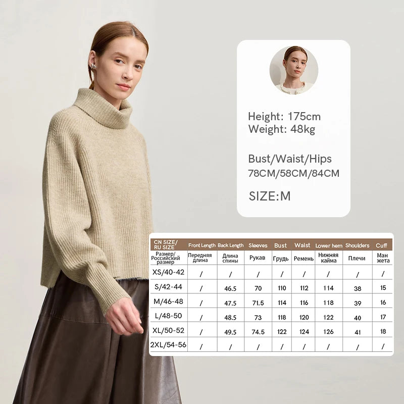 Amii Turtleneck Sweater For Woman Loose Versatile Warm Loose Sleeve Top 2025 Winter New Pullover Short Sweater Women 12554056