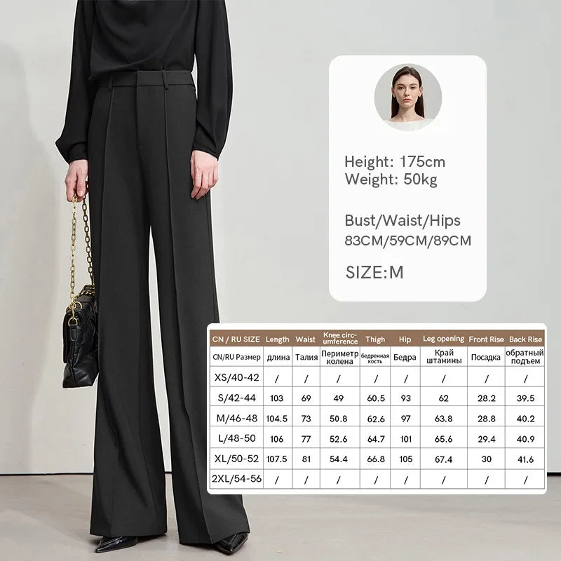 AMII Minimalist Women Casual Pants 2025 Autumn Fashion Black Wide Leg Pants Anti Wrinkle Loose Trousers Women's Clothes 12523100