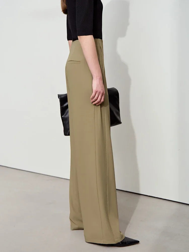 Amii Minimalist Commute Versatile Moisture Absorption Anti Penetration Wide Leg Pants 2025 Autumn New Casual Trousers 12511031