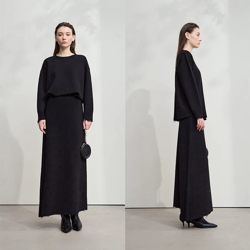 AMII Women's Skirt 2025 Autumn New Minimalist Solid Color Clothing Ladies Casual Versatile Long A-Line Skirts For Woman 12554006