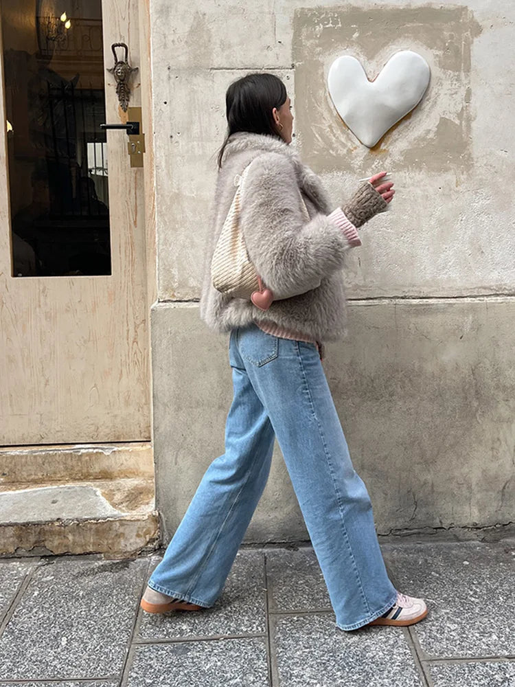 Faux Fur Cropped Jacket For Women Coats Thick Warm Soft Jackets Women 2025 Long Sleeve Casual Winter Coat In New Outerwear