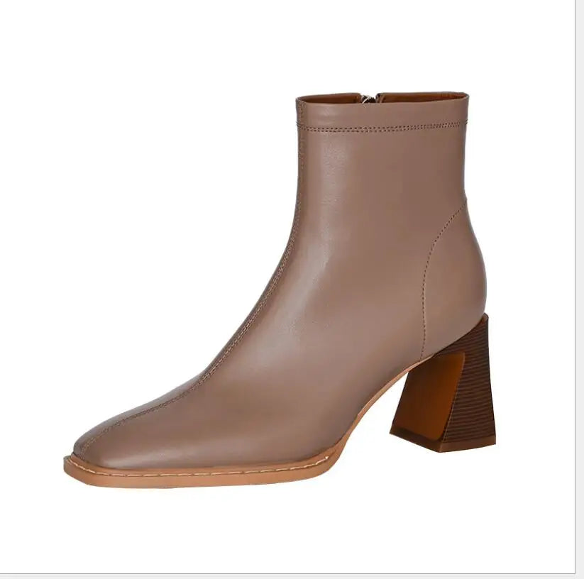 New Chunky heel fashion boots Woman Ankle Boots High heels Shoes Women Winter Autumn Shoes Daily Short Boots Woman Footwear