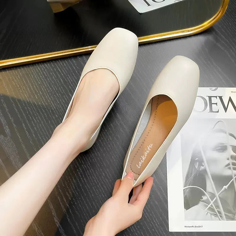 2025 Spring Autumn Black Work Shoes for Women | Low & Mid Heel Professional Pumps | Formal Office Leather Shoes Comfort