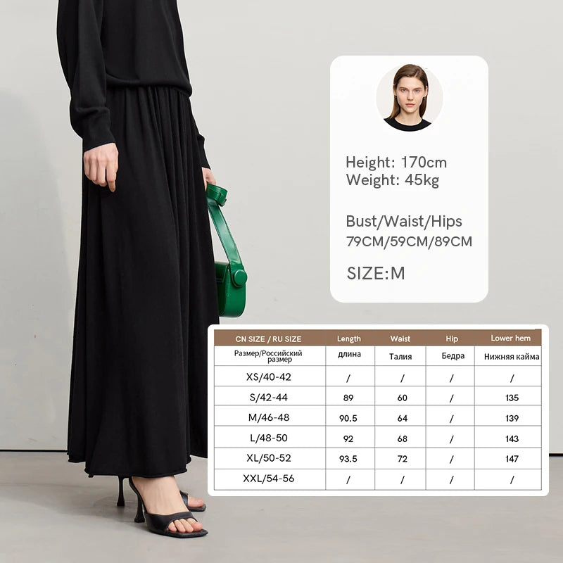 Amii Minimalist Long Skirt 2026 Spring New Solid Color Loose Skirts For Women Elastic Waist A-Line Knit Woman Clothes 12651010