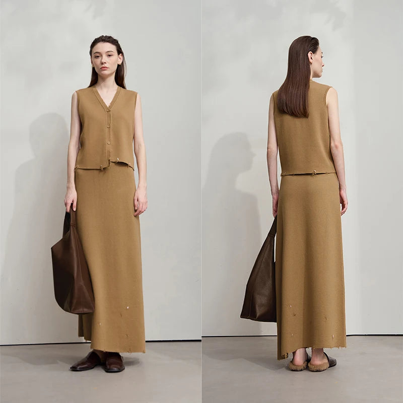 AMII Women's Skirt 2025 Autumn New Minimalist Solid Color Clothing Ladies Casual Versatile Long A-Line Skirts For Woman 12554006