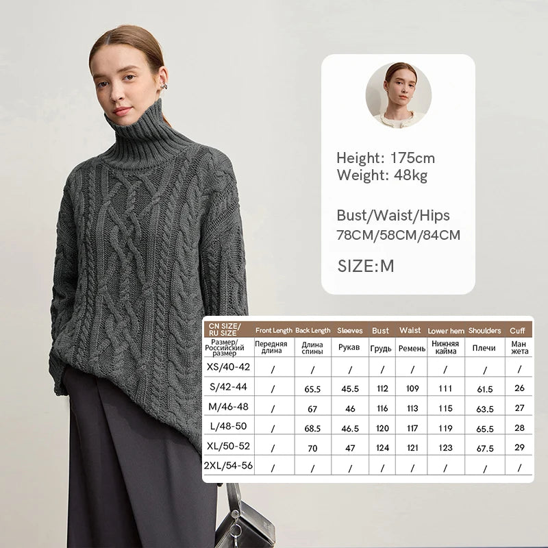 Amii Turtleneck Sweaters For Woman 2025 Winter New Warm Retro Long Sleeves Sweater Loose Pullover Knitting Women's Top 12544155