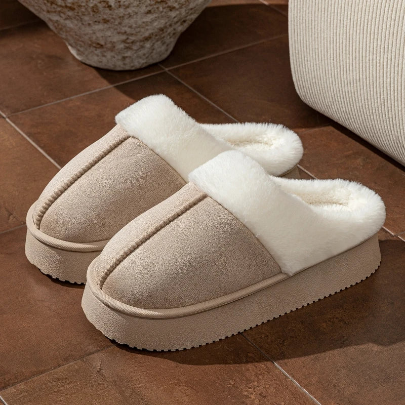 Winter Leisure Simple Women's Slippers Indoor Warm Fashion Soft Thick Sole Outdoor Comfort Anti-slip Slippers Boot Couple Shoes