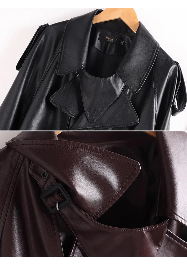 New Women Split Leather Moto Biker Jacket Spring Autumn Fashion Vintage Design Loose Short Coat Casual Leather Outerwear Female