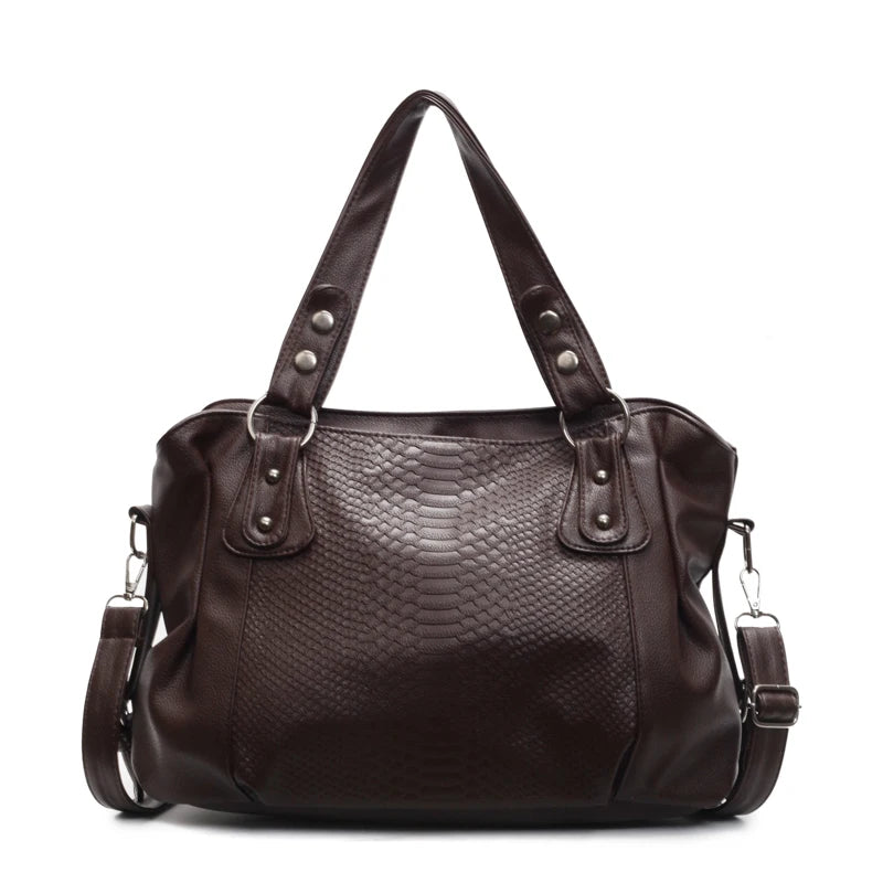 Alligator Large Capacity Black Shoulder Bags For Women Large Shopper Bag Soft Pu Leather Crossbody Handbag Lady Travel Tote Bag