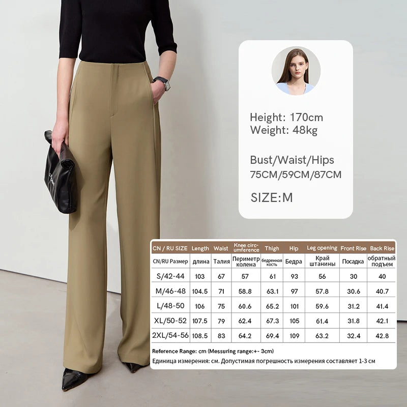 Amii Minimalist Commute Versatile Moisture Absorption Anti Penetration Wide Leg Pants 2025 Autumn New Casual Trousers 12511031