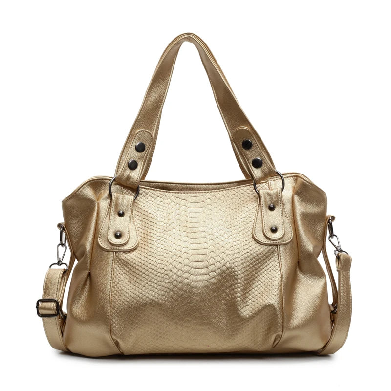 Alligator Large Capacity Black Shoulder Bags For Women Large Shopper Bag Soft Pu Leather Crossbody Handbag Lady Travel Tote Bag