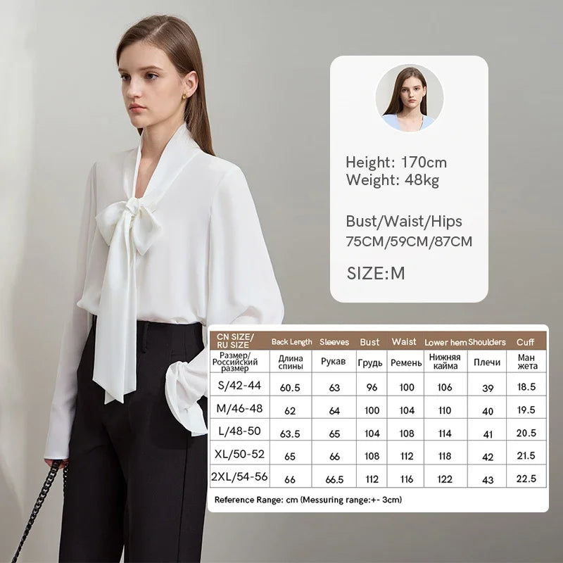 AMII Minimalist Women's Premium Chiffon Blouse 2025 Autumn New Elegant French Luxury Commuter Basic Loose Shirt Tops 12541048