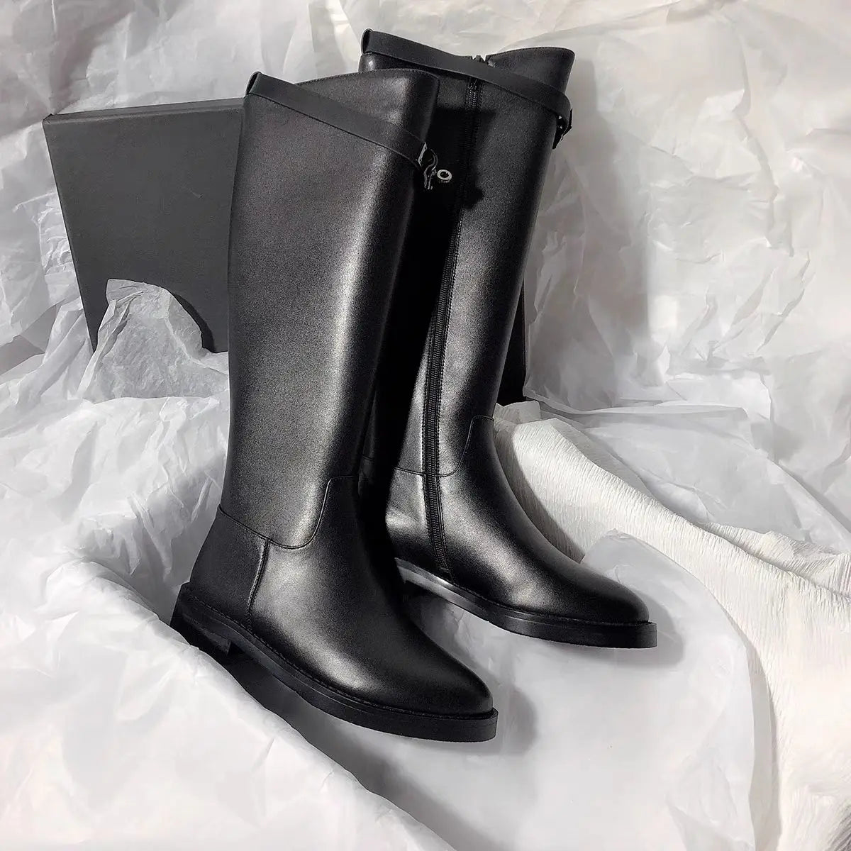 Autumn Winter Warm Black Ladies Knee High Shaft Shoes Cosplay 2025 New Demi-season Women's Long Boots Chic and Elegant Footwear