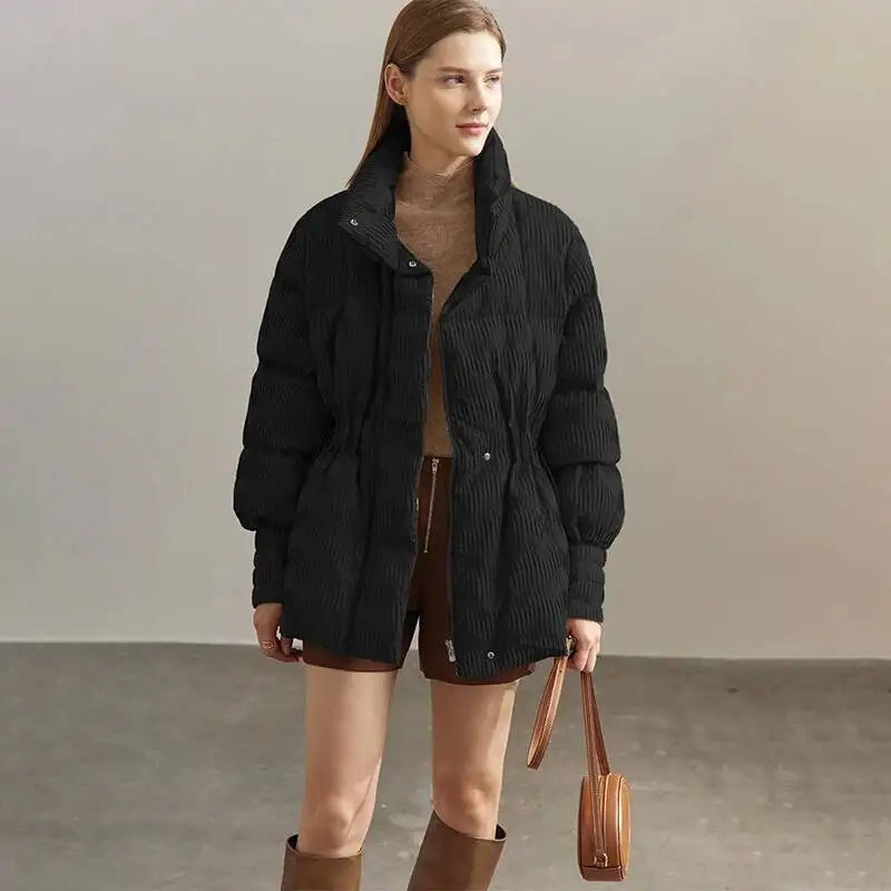 AMII Minimalist Duck Down Puffer Coat Women Winter 2025 Lightweight Stand Collar Lapel Warm Outerwear New Jackets 12344052