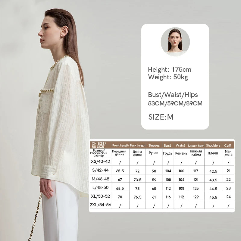 AMII Women's Shirt 2025 Autumn New Elegant Versatile Women's Blouse Pockets O-Neck Loose Long Sleeves Casual Ladies Tops12543146