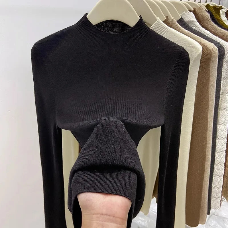 Autumn Winter Turtleneck Sweater Women 2025 Solid Slim Pullover Warm Casual Jumpers Korean Fashion Knitwear Base Layer Tops