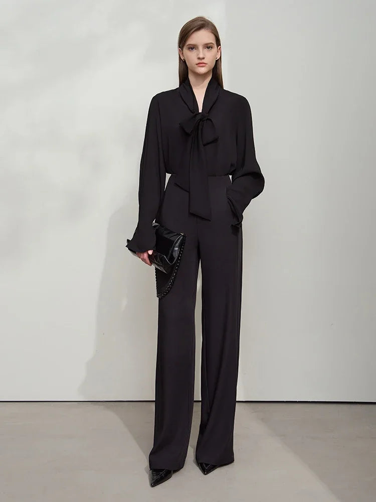 AMII Minimalist Women's Premium Chiffon Blouse 2025 Autumn New Elegant French Luxury Commuter Basic Loose Shirt Tops 12541048