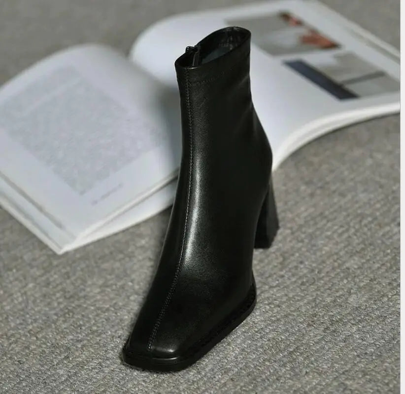 New Chunky heel fashion boots Woman Ankle Boots High heels Shoes Women Winter Autumn Shoes Daily Short Boots Woman Footwear