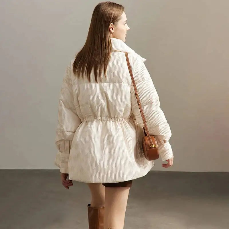 AMII Minimalist Duck Down Puffer Coat Women Winter 2025 Lightweight Stand Collar Lapel Warm Outerwear New Jackets 12344052