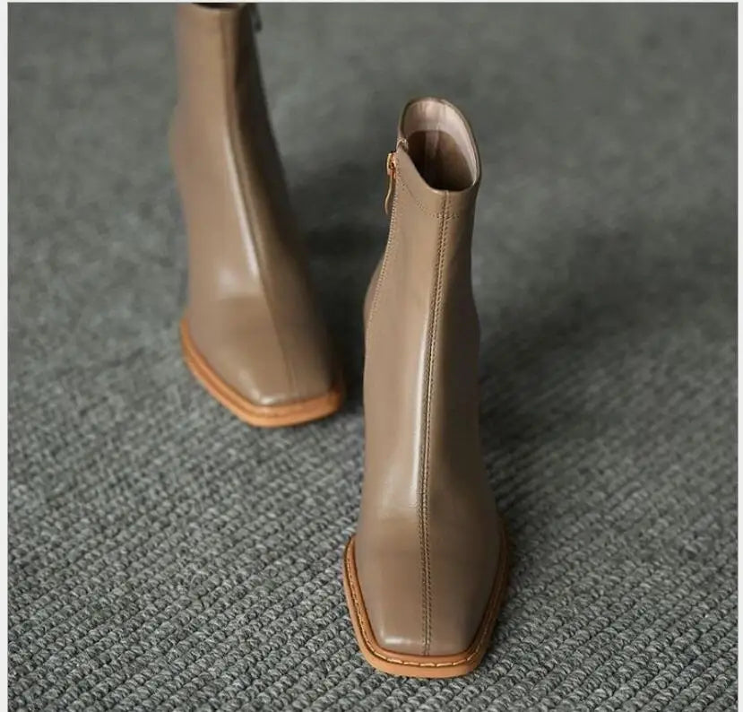 New Chunky heel fashion boots Woman Ankle Boots High heels Shoes Women Winter Autumn Shoes Daily Short Boots Woman Footwear