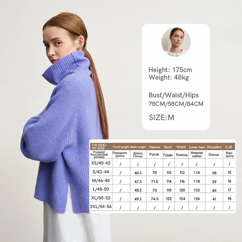 Amii Turtleneck Sweater For Woman Loose Versatile Warm Loose Sleeve Top 2025 Winter New Pullover Short Sweater Women 12554056